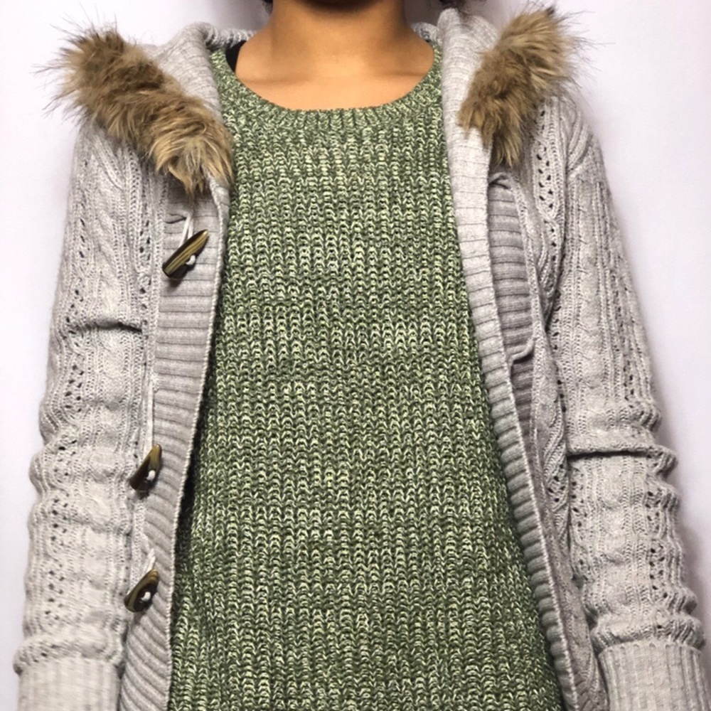 Gray hooded sweater